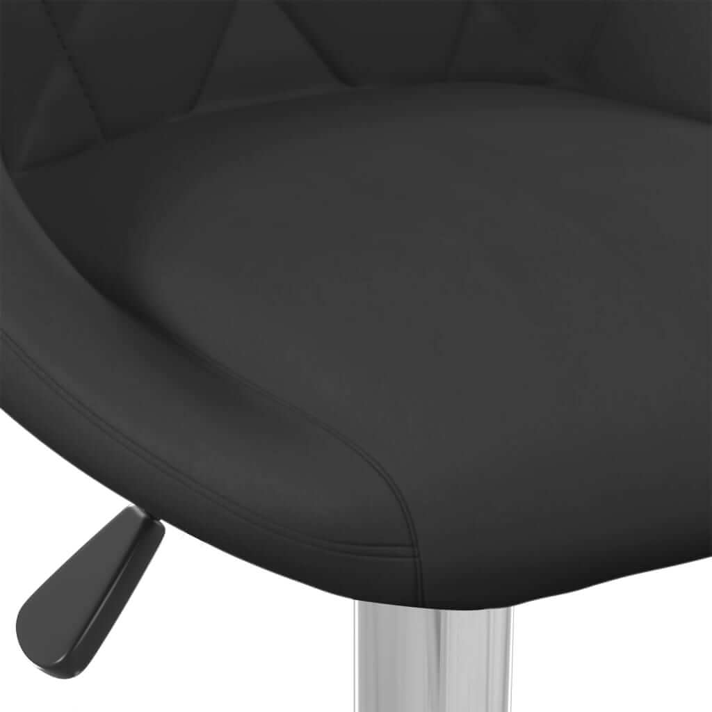 Close-up of black upholstered Bar Stool Velvet with chrome frame and adjustable height lever.