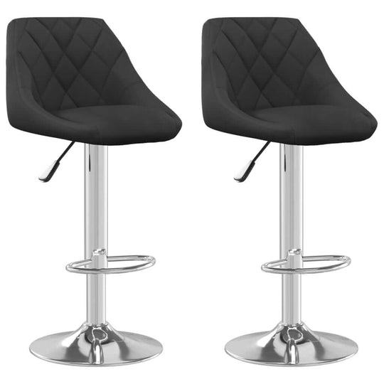 Bar Stool 2 pcs Velvet with chrome frame and adjustable height feature.