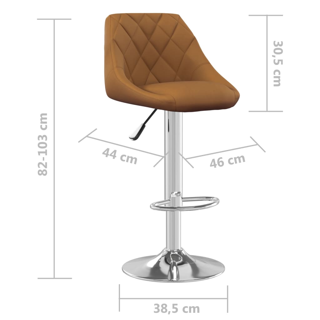 Bar Stool 2 pcs Brown Velvet