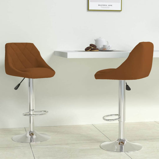 Bar Stool 2 pcs Brown Velvet