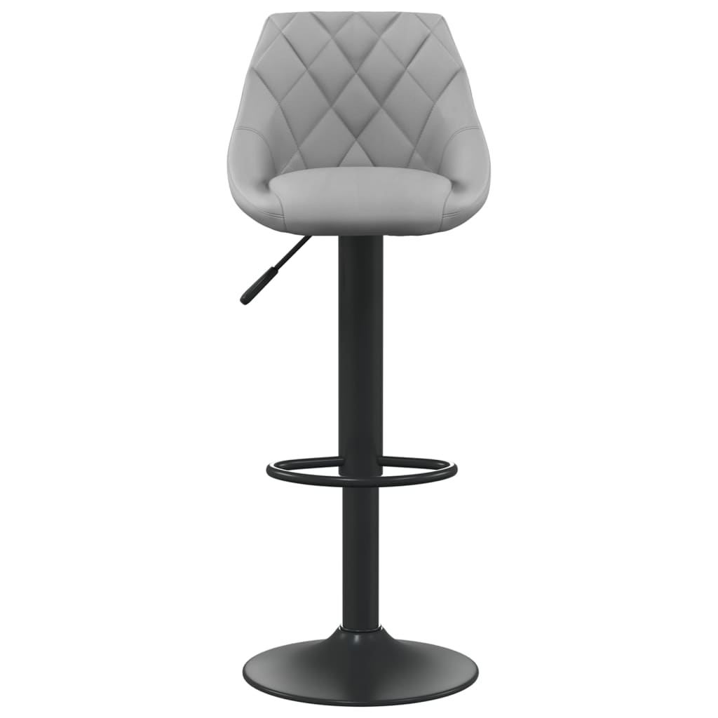 Bar Stools 2 pcs Light Velvet with black steel frame and built-in footrest, featuring a gas lift for adjustable height.