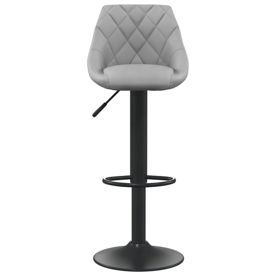 Bar Stools 2 pcs Light Velvet with black steel frame and built-in footrest, featuring a gas lift for adjustable height.