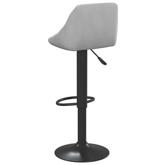 Bar Stools 2 pcs Light Velvet with adjustable height and black powder-coated steel frame featuring footrest.