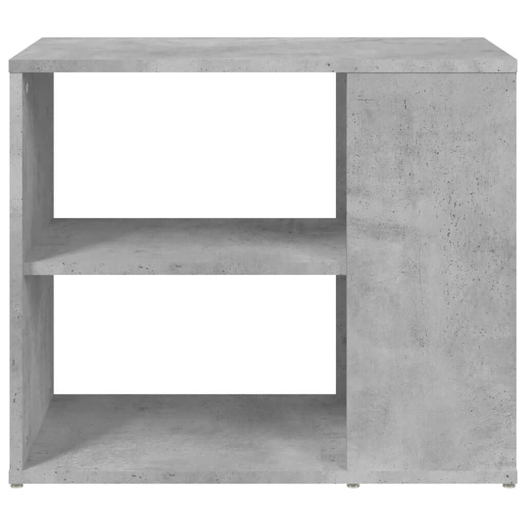 Side cabinet in concrete grey finish with two shelves, perfect for stylish and practical storage solutions.