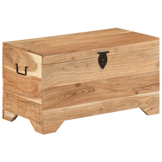 Solid acacia wood storage chest with latch and handles, showcasing classic retro style and ample storage space.