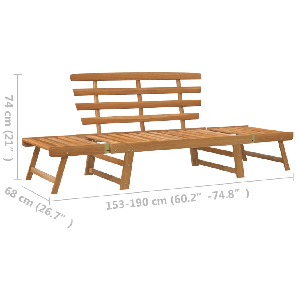 Garden Bench 2-in-1 190 cm Solid Acacia Wood , Furniture -> Outdoor Furniture -> Outdoor Seating -> Outdoor Benches , Chairs -,Decor -,Durable,eligant,Furniture -,Home & Garden -,Home Decor,Modern Design,new-305021,Outdoor Benches,Outdoor Chairs,Outdoor F