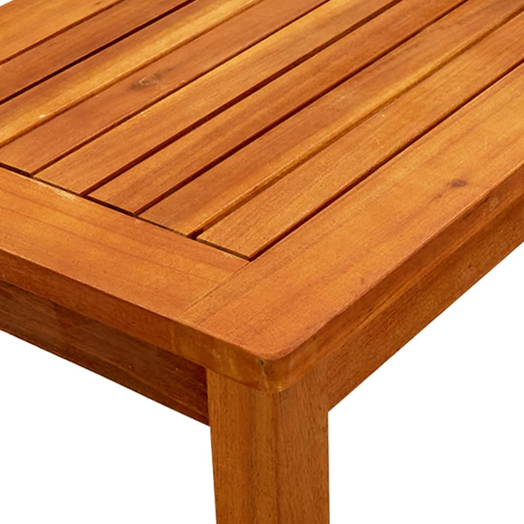 Garden Coffee Table 50x35x36 cm Solid Acacia Wood with a slatted wooden tabletop.