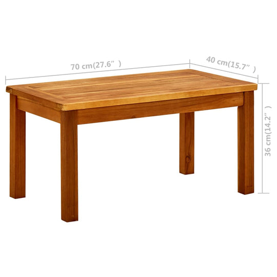 Garden Coffee Table 70x40x36 cm Solid Acacia Wood dimensions with weather-resistant finish