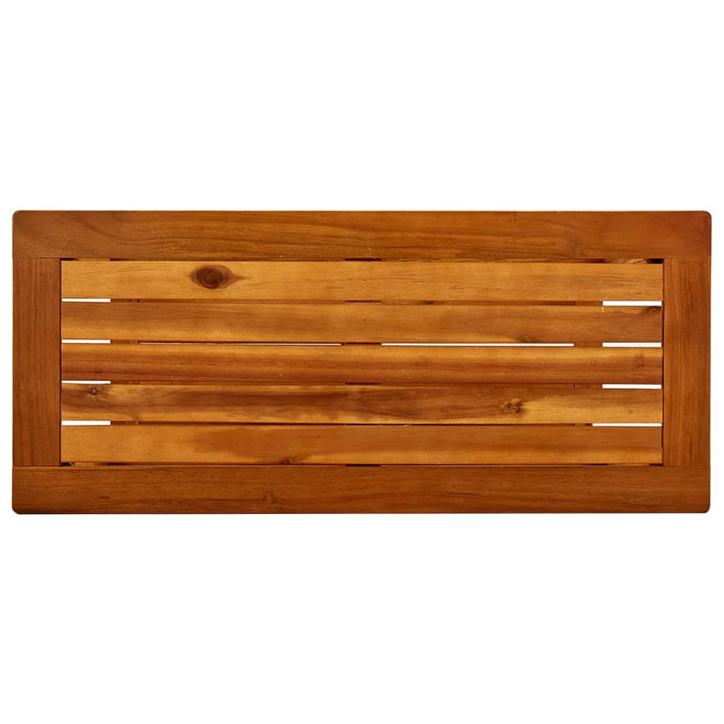 Solid acacia wood garden console table with slatted design, showcasing durable craftsmanship and natural wood grains.