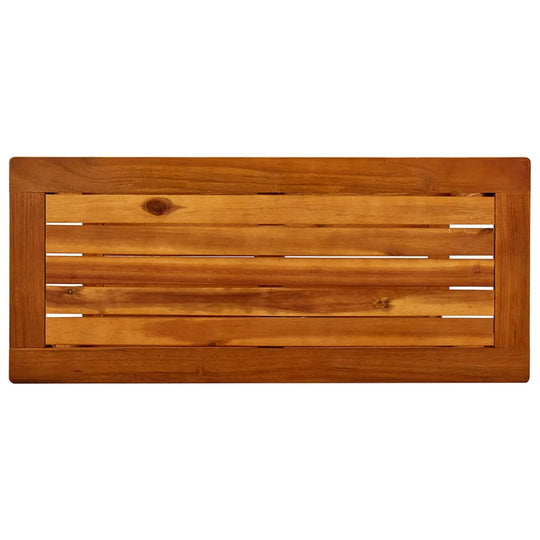 Solid acacia wood garden console table with slatted design, showcasing durable craftsmanship and natural wood grains.