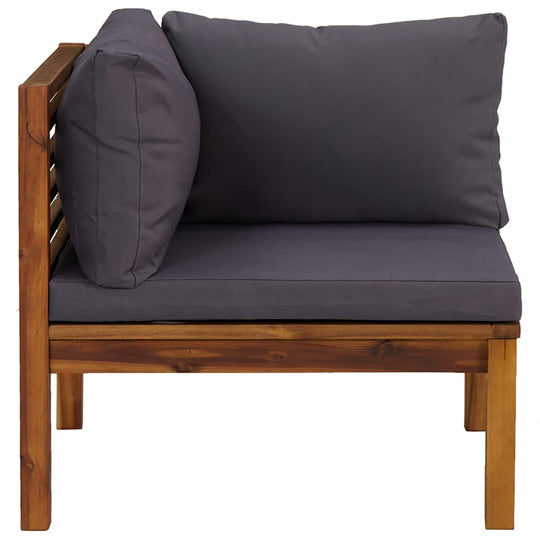 Corner Sofas 2 pcs with Dark Cushions Solid Acacia Wood outdoor sectional.