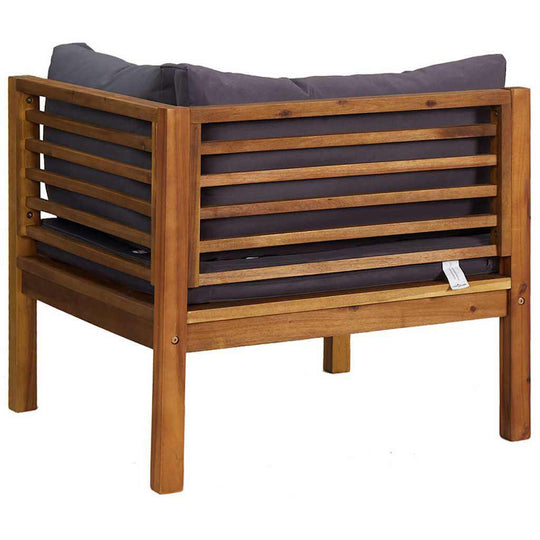 Corner Sofas 2 pcs with Dark Cushions Solid Acacia Wood outdoor sectional