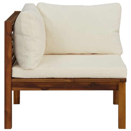 Corner Sofas 2 pcs with Cream White Cushions Solid Acacia Wood