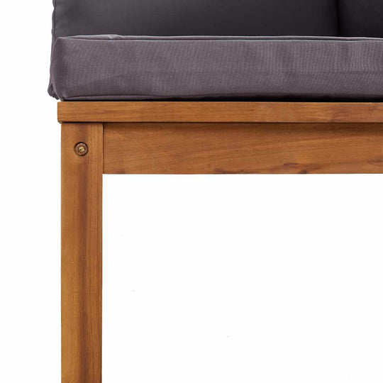 2 Piece Sofa Set with Dark Cushions Solid Acacia Wood, showcasing sturdy acacia frame and comfortable dark cushions.