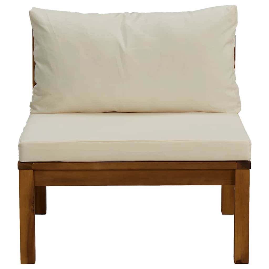 2 Piece Sofa Set with Cream Cushions Solid Acacia Wood, featuring a sturdy design and comfortable cushioned seating.