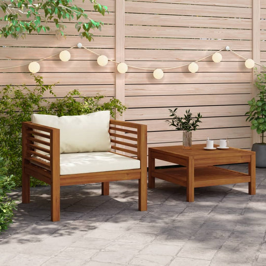 2 Piece Garden Sofa Set with Cream Cushions Acacia Wood , Furniture -> Outdoor Furniture -> Outdoor Seating -> Outdoor Sectional Sofa Units , Durable,eligant,Furniture -,Home & Garden -,Modern Design,new-305021,Outdoor Furniture -,Outdoor Seating -,Outdoo