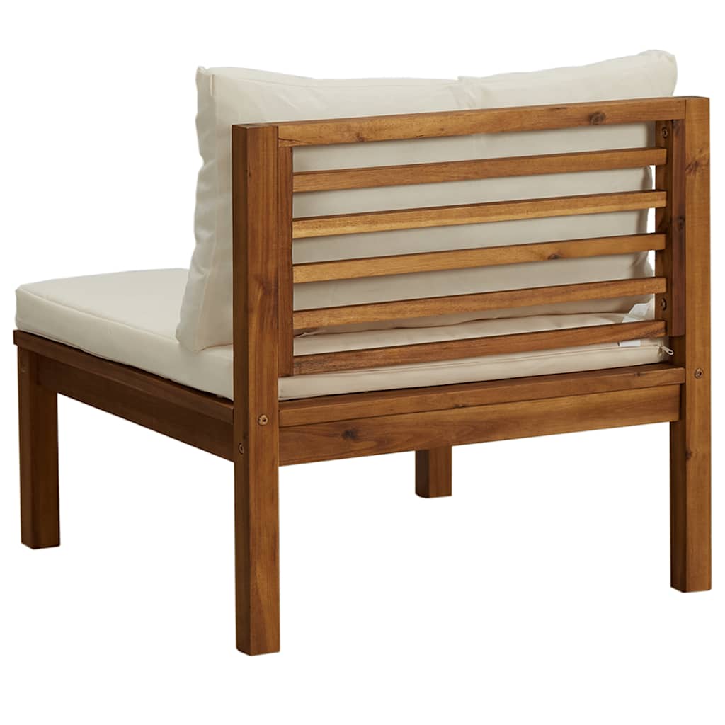 Sectional Middle Sofa with Cream  Cushion Acacia Wood