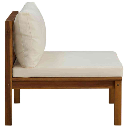 Sectional Middle Sofa with Cream  Cushion Acacia Wood