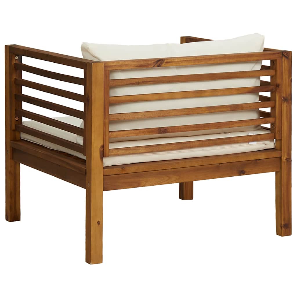 Garden Chair with Cream  Cushions Solid Acacia Wood