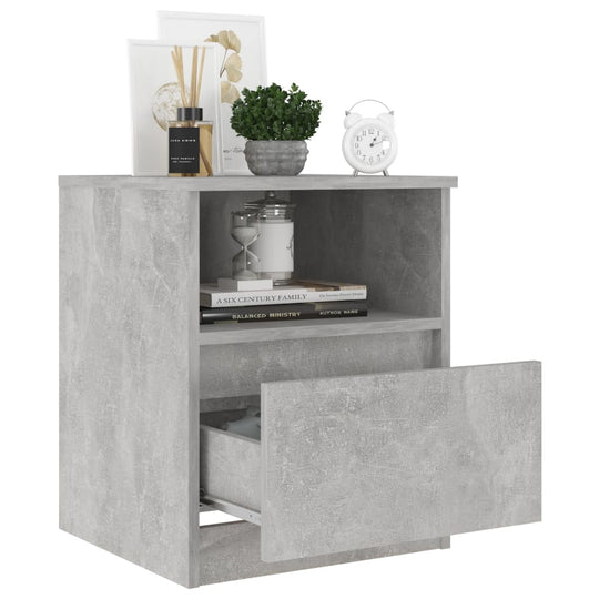 Bed cabinet in concrete grey with 1 drawer and shelf, perfect for organizing books and decor. 40x40x50 cm engineered wood.