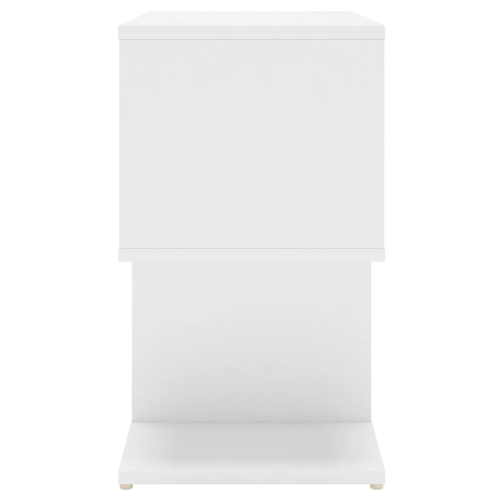 Elegant white bedside cabinet 50x30x51.5 cm made of engineered wood with open compartments and sturdy top for decor.