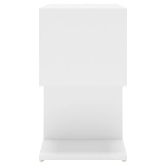 Elegant white bedside cabinet 50x30x51.5 cm made of engineered wood with open compartments and sturdy top for decor.