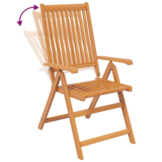 Adjustable acacia wood garden chair with slatted design, perfect for outdoor dining and relaxation.