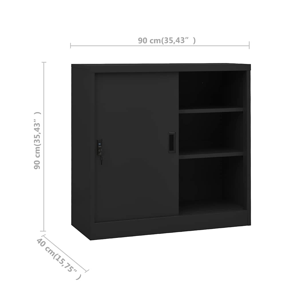 Office Cabinet with Sliding Door  90x40x90 cm Steel