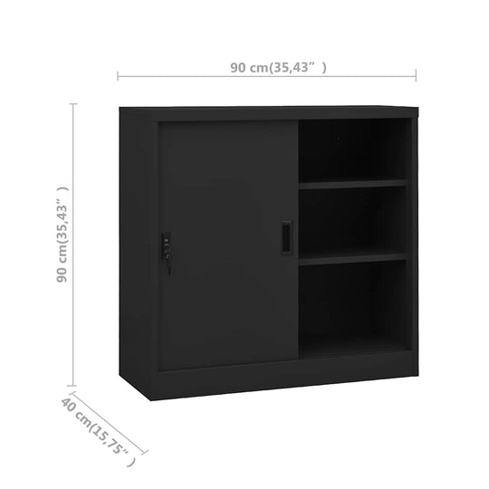 Office Cabinet with Sliding Door  90x40x90 cm Steel