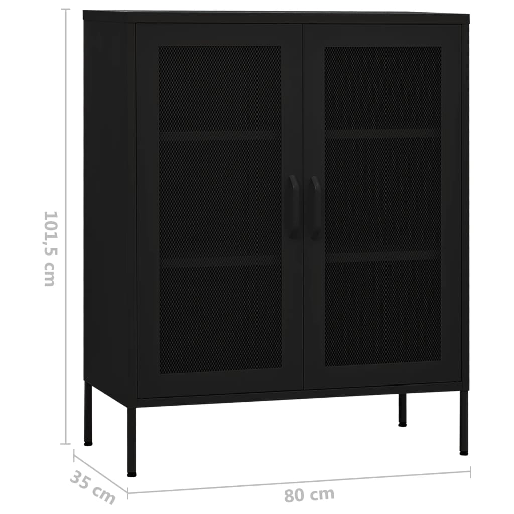 Storage Cabinet 80x35x101.5 cm Steel , Furniture -> Cabinets & Storage -> Storage Cabinets & Lockers , black,Cabinets & Storage -,Decor -,Durable,Furniture -,Home Decor,new-305021,steel,Storage & Organisation -,Storage Cabinets & Lockers,Stylish