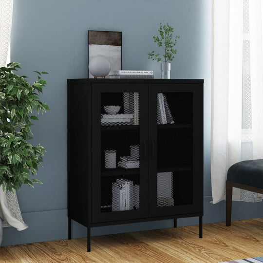 Storage Cabinet 80x35x101.5 cm Steel , Furniture -> Cabinets & Storage -> Storage Cabinets & Lockers , black,Cabinets & Storage -,Decor -,Durable,Furniture -,Home Decor,new-305021,steel,Storage & Organisation -,Storage Cabinets & Lockers,Stylish