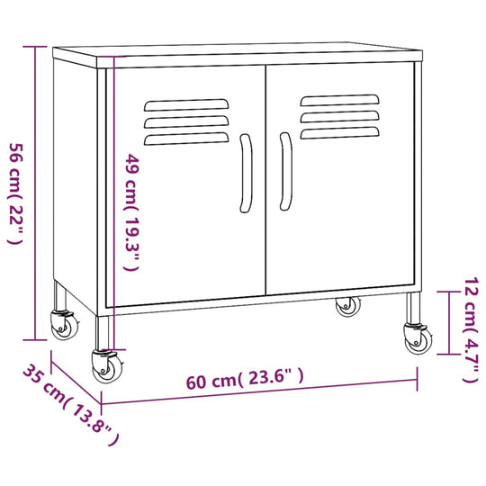 Storage Cabinet 60x35x56 cm Steel , Furniture -> Cabinets & Storage -> Storage Cabinets & Lockers , black,Cabinets & Storage -,Durable,Furniture -,Home & Garden -,Home Furnishings,new-305021,steel,Storage & Organisation -,Storage Cabinets & Lockers