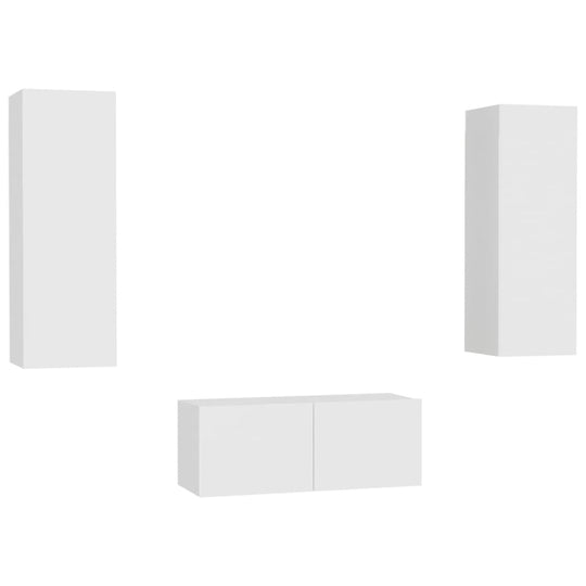 طقم خزانة تلفزيون من 3 قطع من الخشب المصنّع