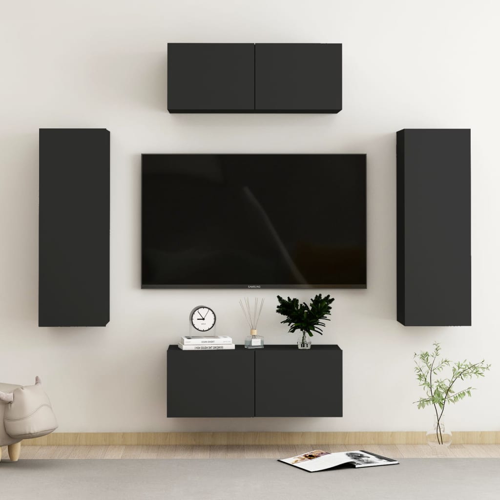 4 Piece TV Cabinet Set Engineered Wood , TV Cabinet , Cabinets & Storage -,Decor -,dining room,Durable Construction,eligant,Entertaining,Entertainment Centers & TV Stands,Furniture -,Home Decor,Home Furnishings,Interior Design,Living Room Décor,luxurious,