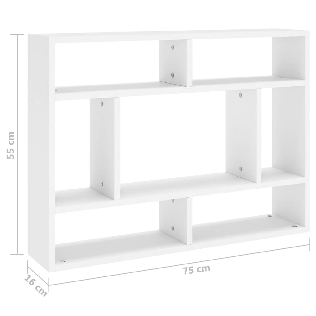 Wall Shelf White 75x16x55 cm Engineered Wood