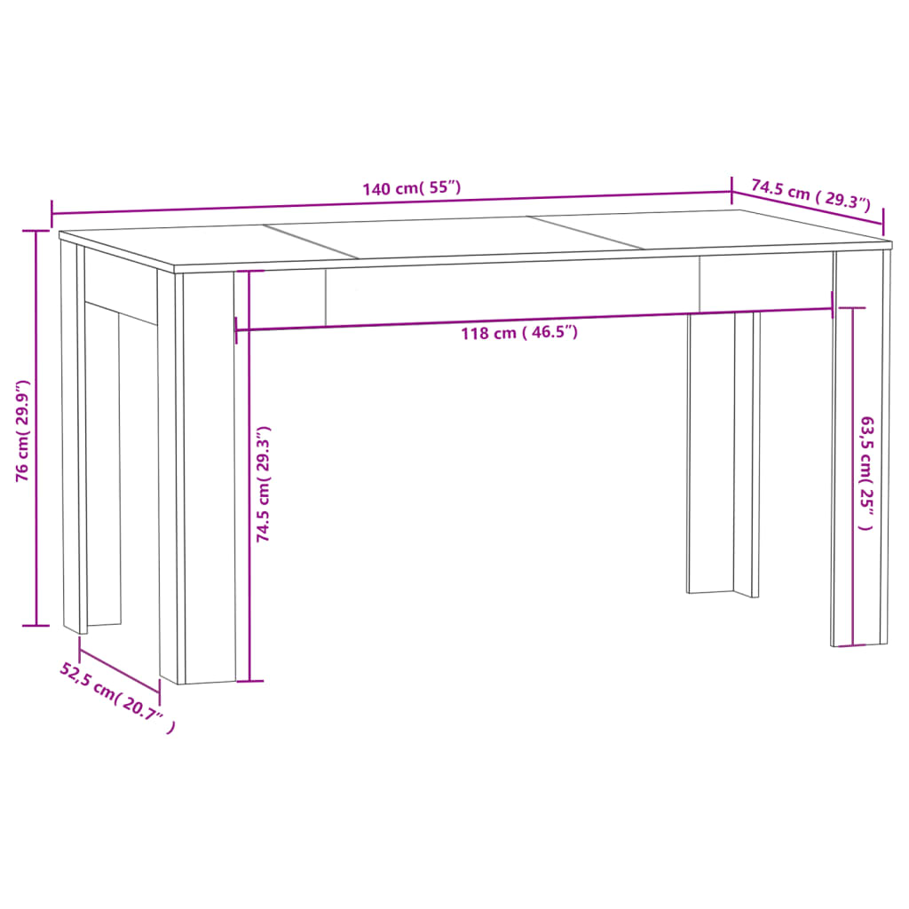 Dining Table 140x74.5x76 cm Engineered Wood , Furniture -> Tables -> Kitchen & Dining Room Tables , Durable,eligant,Furniture -,Home & Garden -,Kitchen & Dining Room Tables,Modern Design,new-305021,Tables -