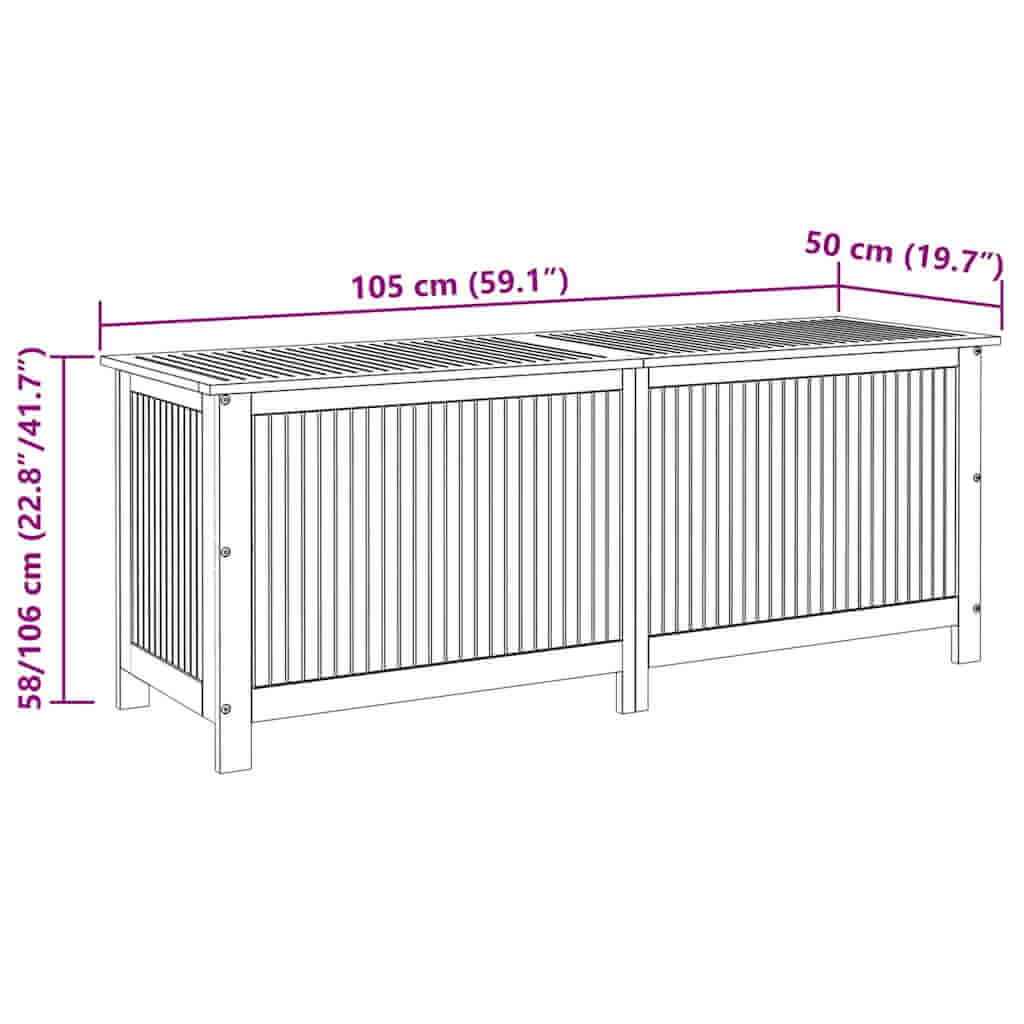 صندوق تخزين للحديقة، 150×50×58 سم، مصنوع من خشب الأكاسيا الصلب