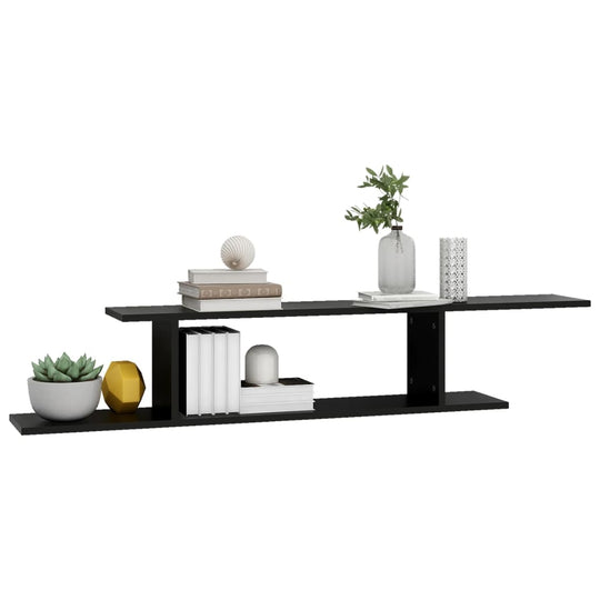 Wall-Mounted TV Shelf Black 125x18x23 cm Engineered Wood