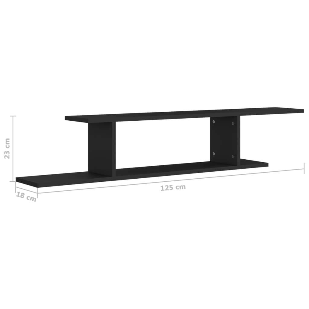 Wall-Mounted TV Shelf Black 125x18x23 cm Engineered Wood