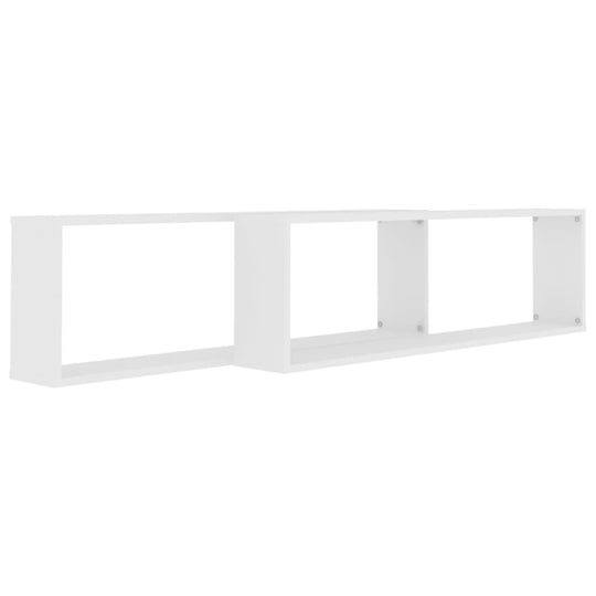 Wall Cube Shelf 2 pcs White 100x15x30 cm Engineered Wood