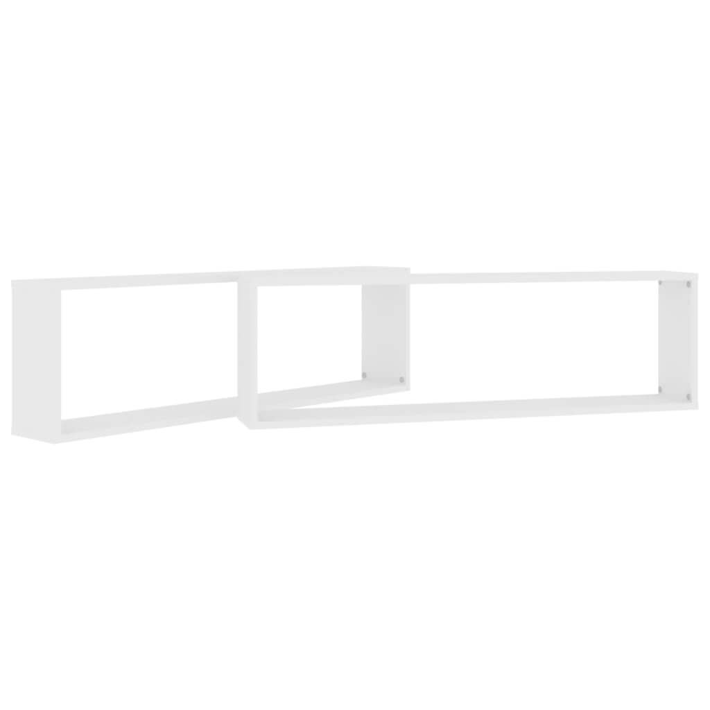 Wall Cube Shelf 2 pcs White 100x15x30 cm Engineered Wood