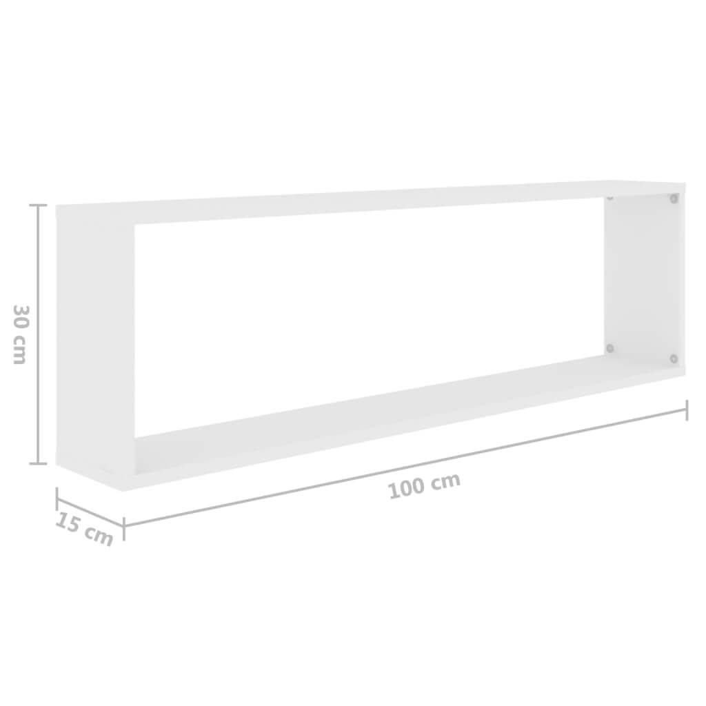 Wall Cube Shelf 2 pcs White 100x15x30 cm Engineered Wood