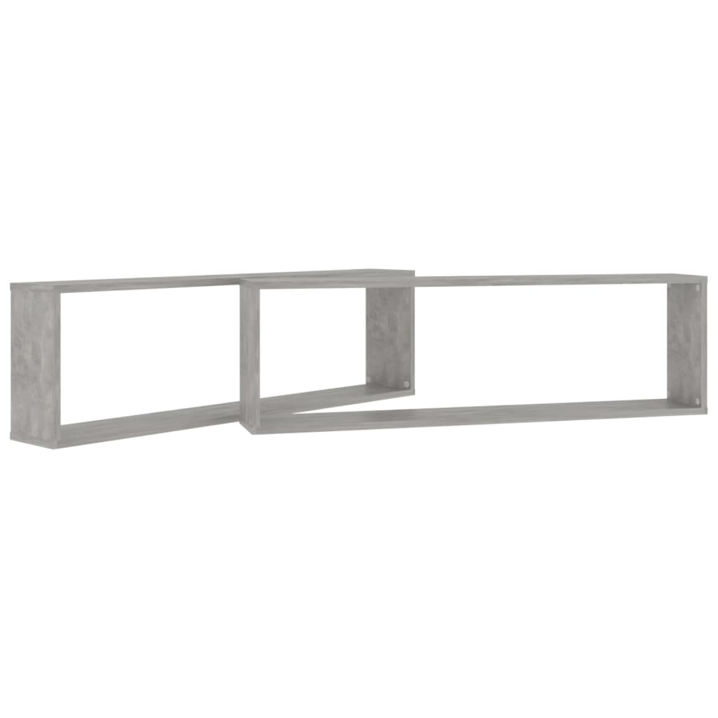 Wall Cube Shelf 2 pcs Concrete Grey 100x15x30 cm Engineered Wood