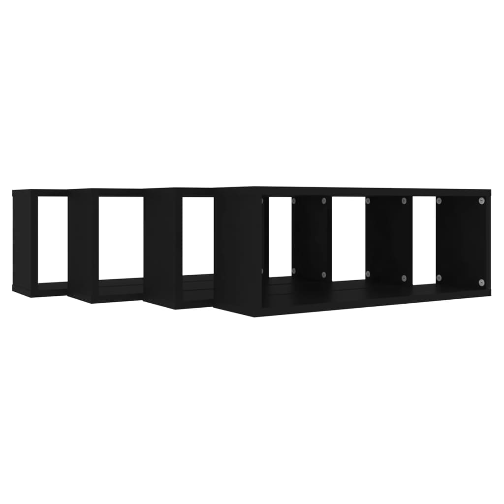 Wall Cube Shelf 4 pcs Black 60x15x23 cm Engineered Wood