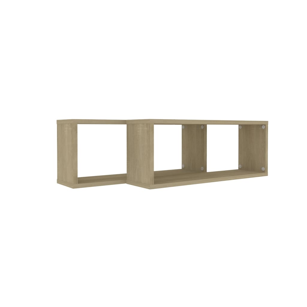 Wall Cube Shelf 2 pcs Sonoma Oak 60x15x23 cm Engineered Wood