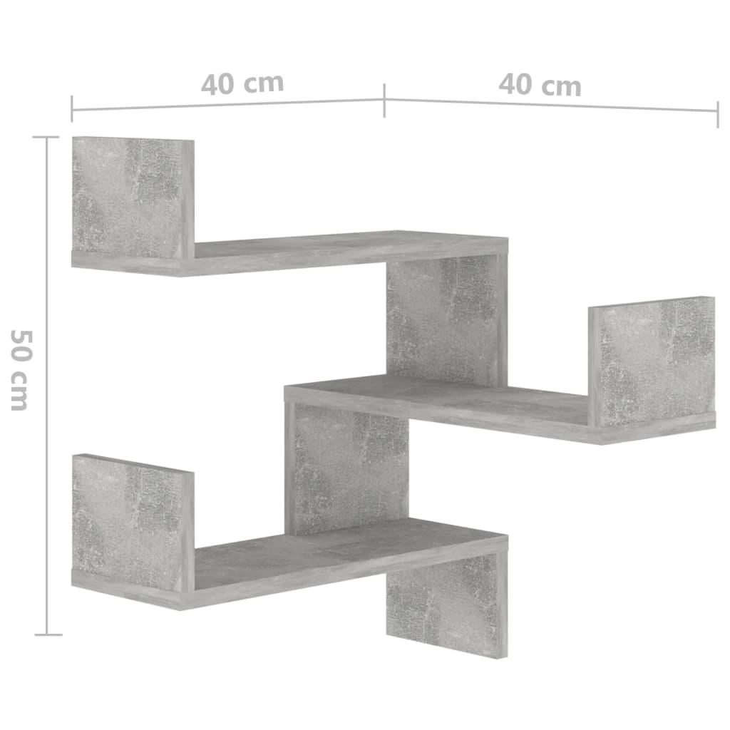 Wall Corner Shelf Concrete Grey 40x40x50 cm Engineered Wood