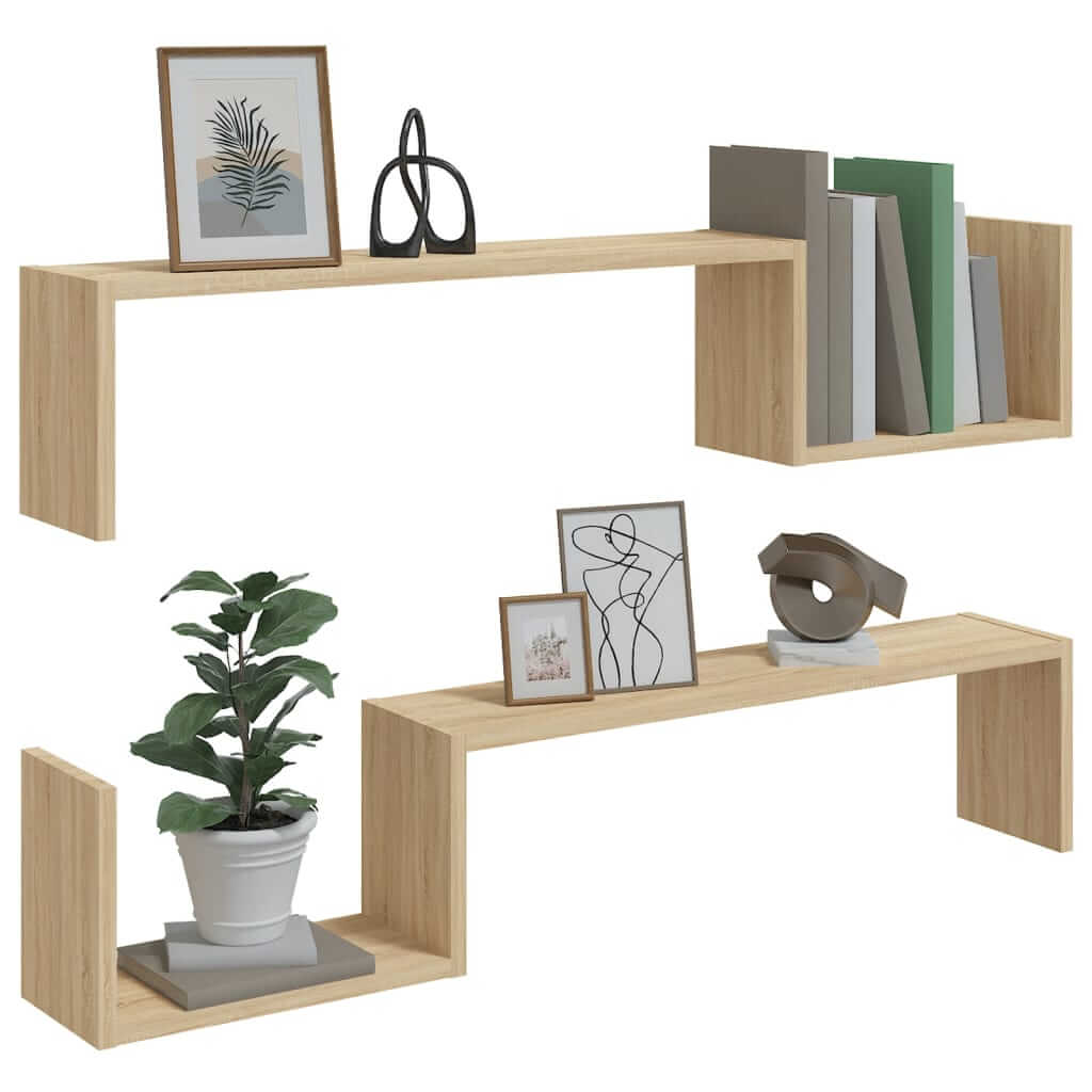 Wall Shelf 2 pcs Sonoma Oak 100x15x20 cm Engineered Wood