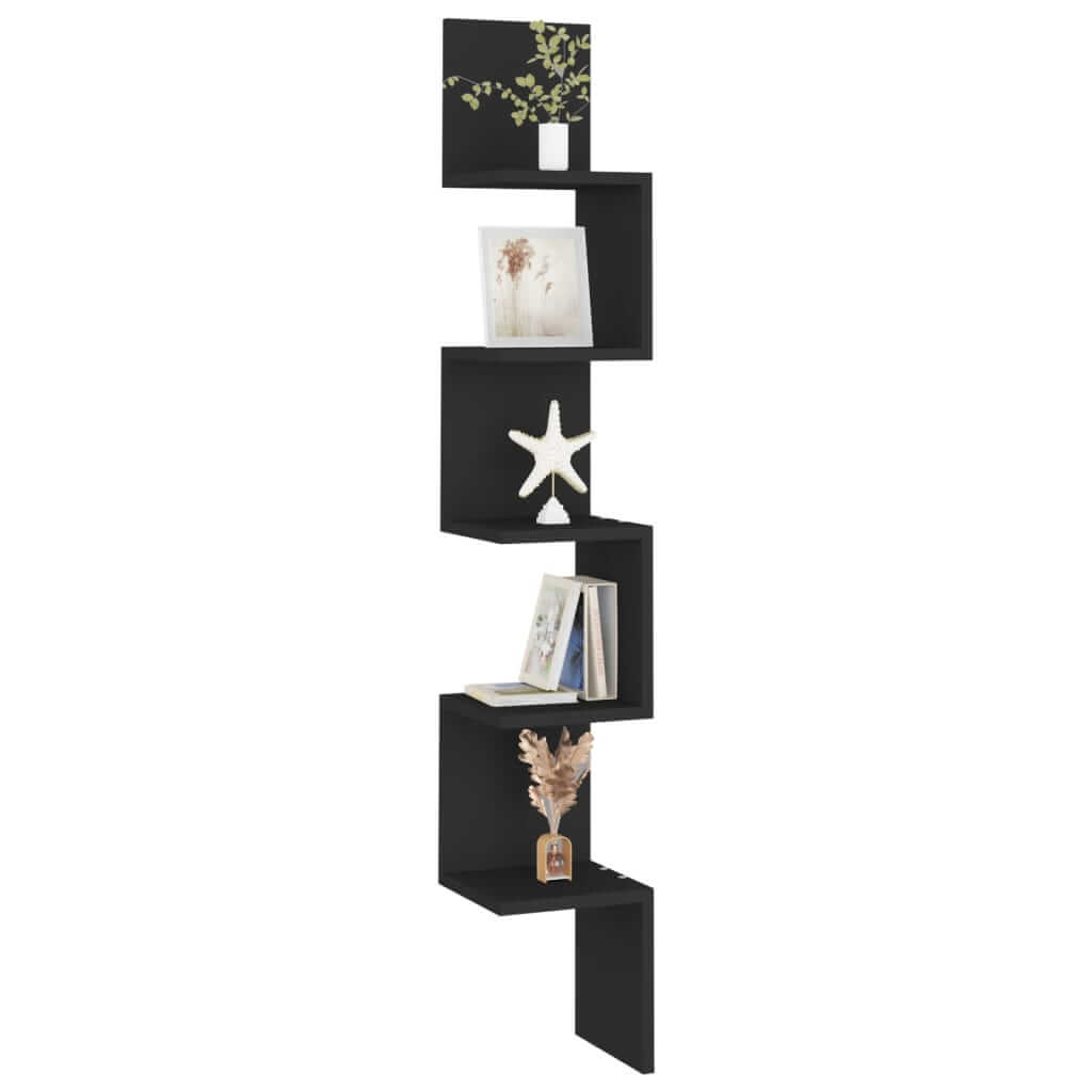 Wall Corner Shelf Black 20x20x127.5 cm Engineered Wood