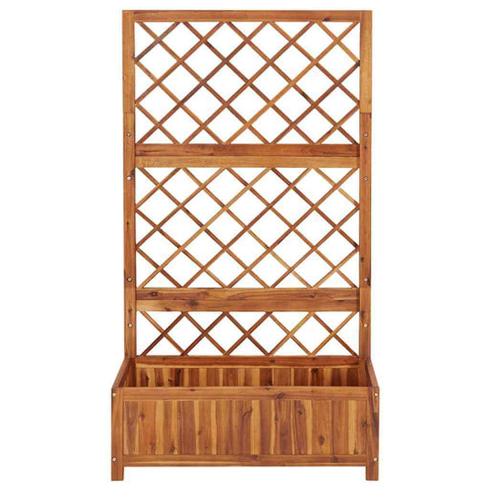 حوض زراعي مرتفع مع تعريشة، 85×38×150 سم، مصنوع من خشب الأكاسيا الصلب