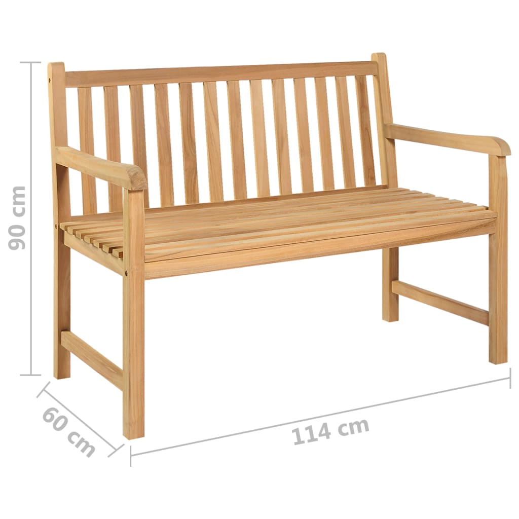 Garden Bench  Solid Teak Wood with dimensions, perfect for outdoor living spaces.
